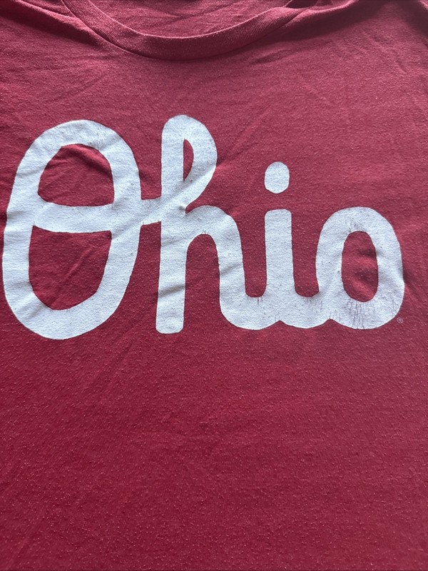 Homage Mens Large Script Ohio State Buckeyes Shirt Red Soft Tri-Blend