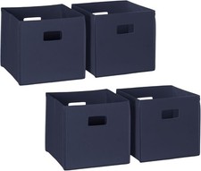 RiverRidge Folding Storage Bins - 4-pack of 10in Tall Navy Cubes
