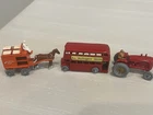 3 Vintage Moko Lesney Matchbox Series #4 Tractor, #5 Bus and #7 Milk Wagon w Box