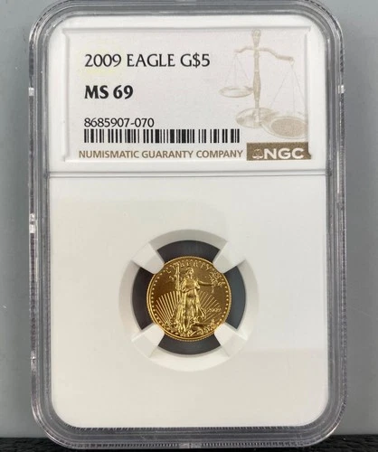 2009 US 1/10th ozt Gold $5 Eagle Coin NGC MS69 L24155