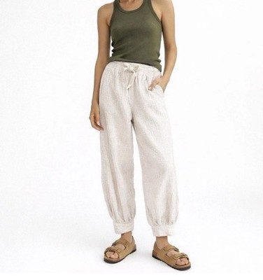 Sancia Lowell Gauze Harem Pants Jogger Pink Balloon Crinkle Cotton Size Small