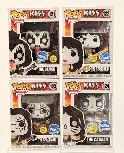 Funko POP! Rocks “KISS” (Glow In The Dark) Funko Shop Excl Set Of 4 W Protectors