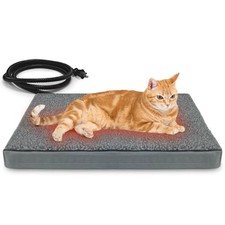 Heated Pet Beds for Indoor/Outdoor Cat  Dog Orthopedic 20"L x 16"W x 2"Th grey