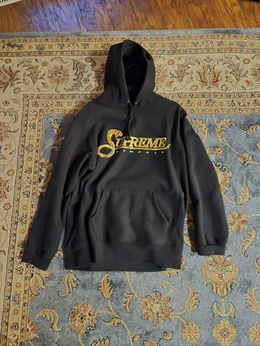 Sweat à capuche Supreme Sequin Viper noir or grand sweat à capuche FW19 Gold Snake