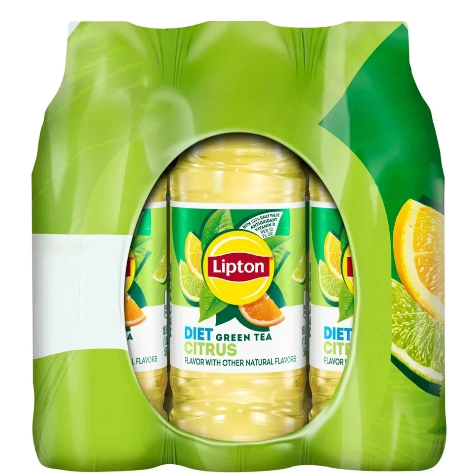 Lipton Diet chá verde chá gelado cítrico, bebida de chá engarrafada, 16,9 fl oz, pacote com 12 Bo - Imagem 4 de 4