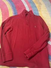 Polo Ralph Lauren 1/4 Zip Red Estate Rib Sweater Mens Size S 100 Cotton