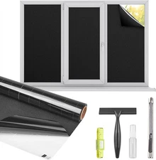 Kromapolis Blackout Window Privacy Film Total 17.5In x 78.7In, Black 