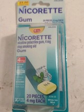 Nicorette 4mg Gum 20ct White Ice Mint Quit Smoking Aid EXP 02/2028 New