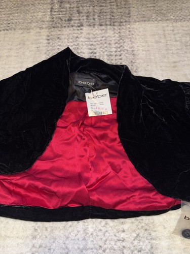 Vintage bebe Silk Crop Top Red And Black, Style 146101018155 - Picture 2 of 8