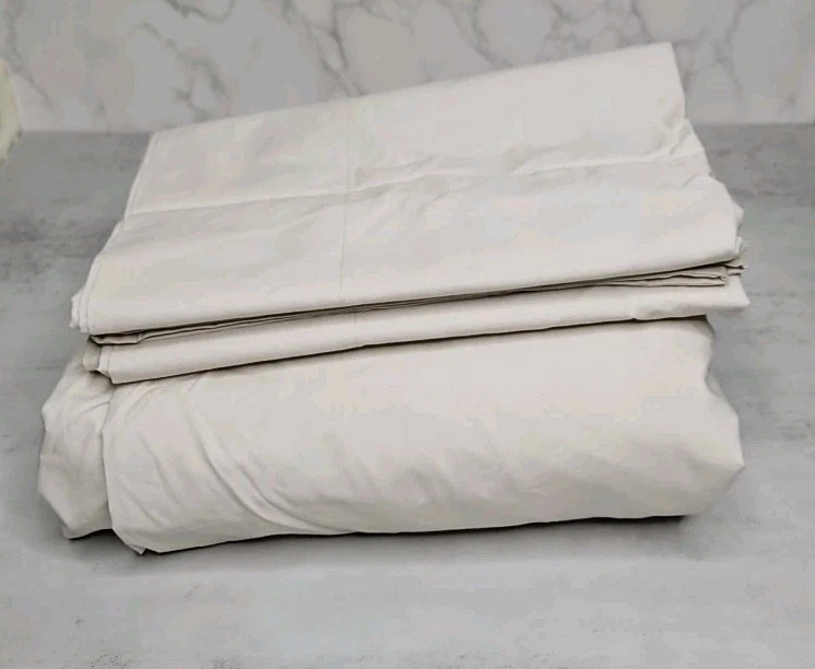 Juego de sábanas ajustables de algodón europeo Quince, talla King en arena. 3 PC( Foto 3 de 4