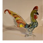 Multicolor Art Glass Rooster Figurine Decorative Glossy Finish 7in L 5in H