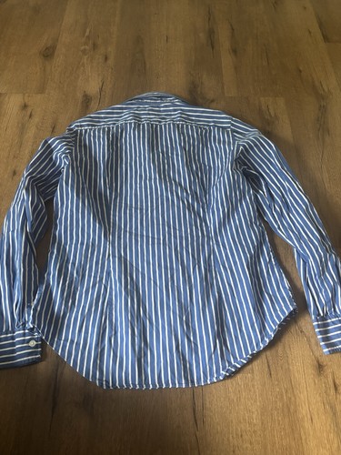 VTG 80's Ralph Lauren Sport Women's Size 14 Shirt Button Up Crest Navy Striped - Picture 7 of 7