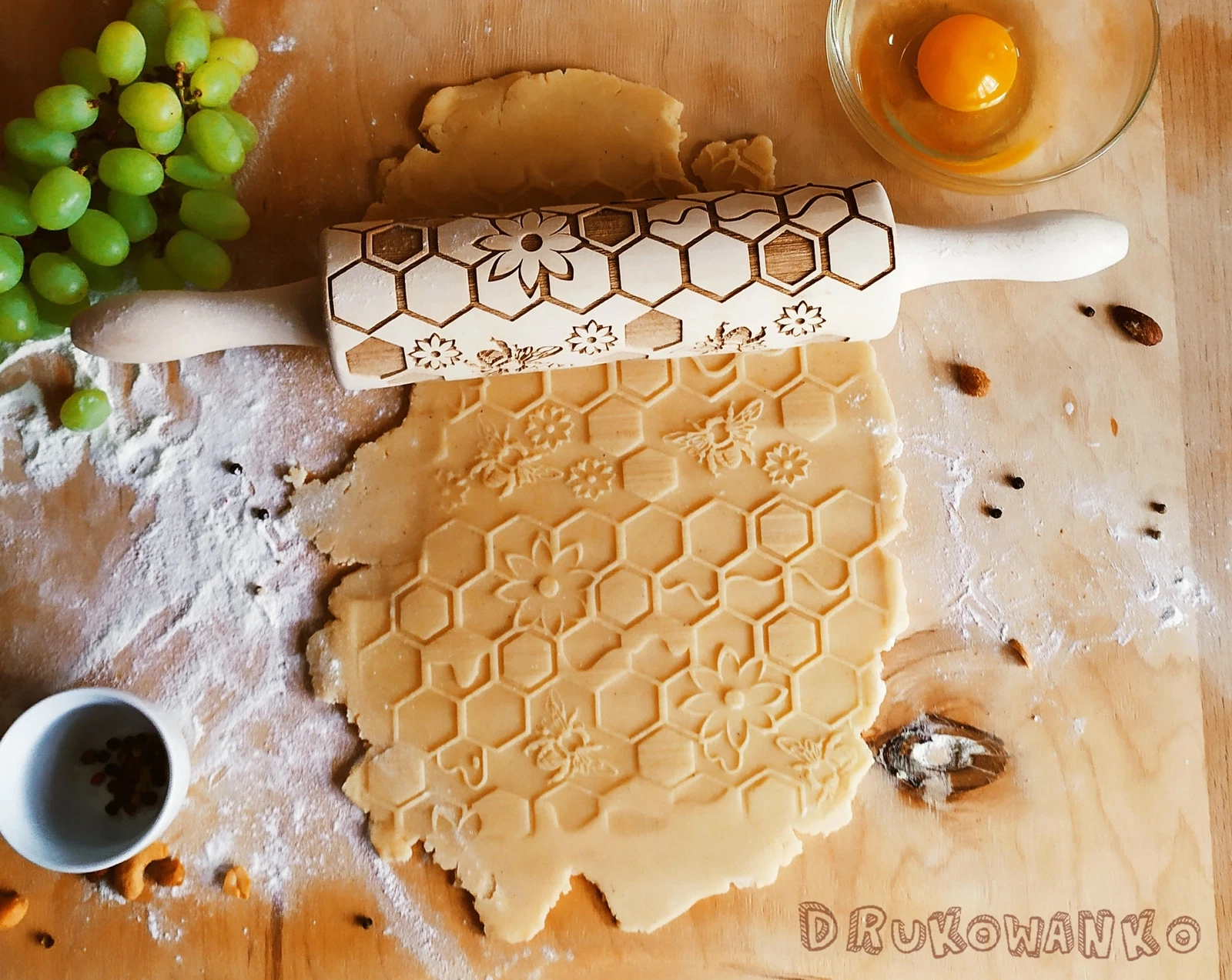 Bee Honey Bees Apis Rolling Pin Embossed, Cookies, Cookie, Roller, Laser