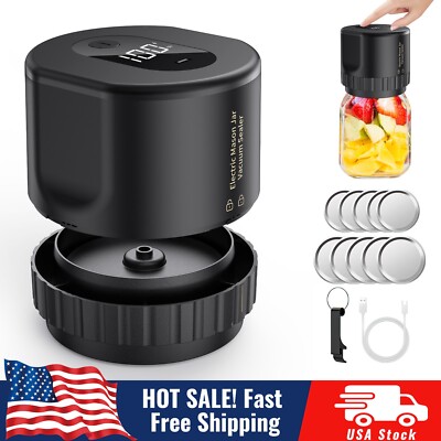 Electric Mason Jar Vacuum Ever Sealer Kit for Wide/ Regular Mouth Jars &10 Lids