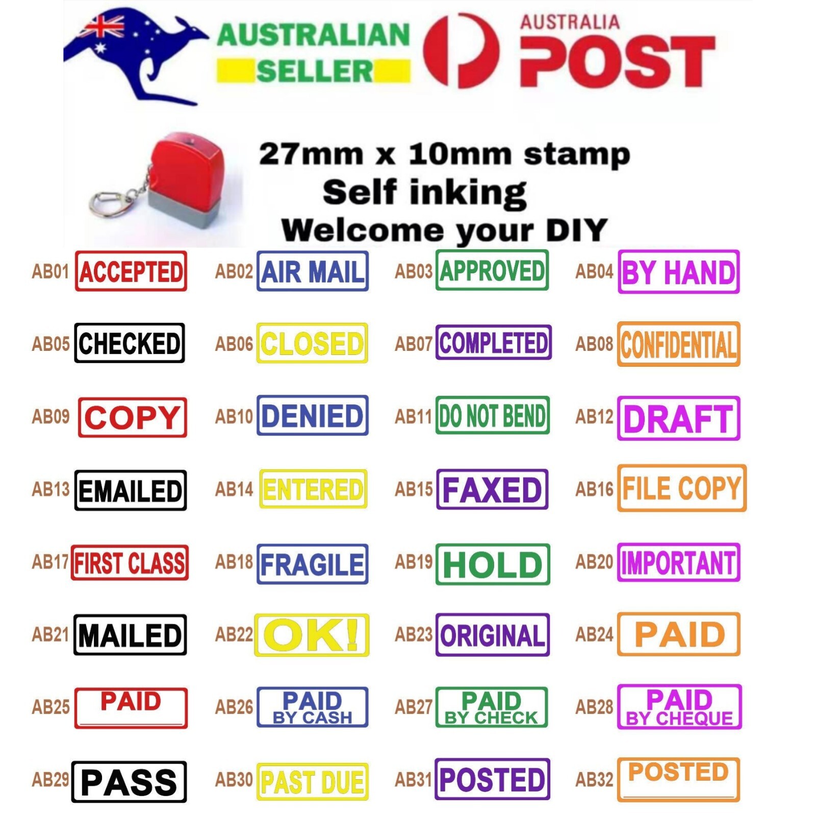 Personalise Business Accounting Stamp Custom Self Inking SCANNED PAID ENTERED