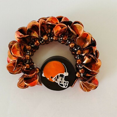 NFL Cleveland Browns Football - Themed Beaded Bracelet in Brown & Orange    