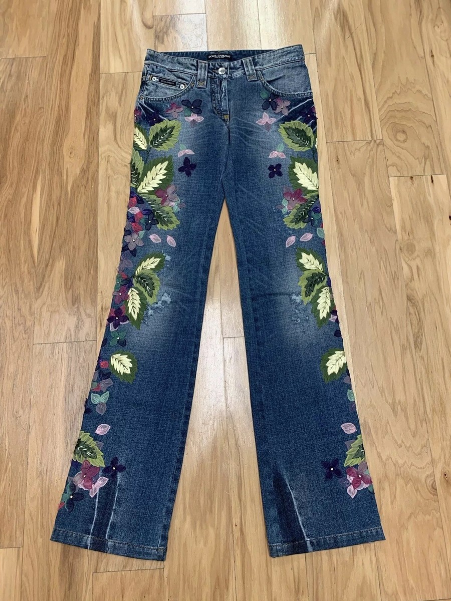 NWOT 100% Authentic Dolce & Gabbana Floral Embroidered Jeans