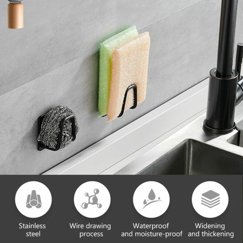 Adhesive Sponges Holder Sink Caddy For Kitchen Accessories Stainless Steel - Picture 4 of 13