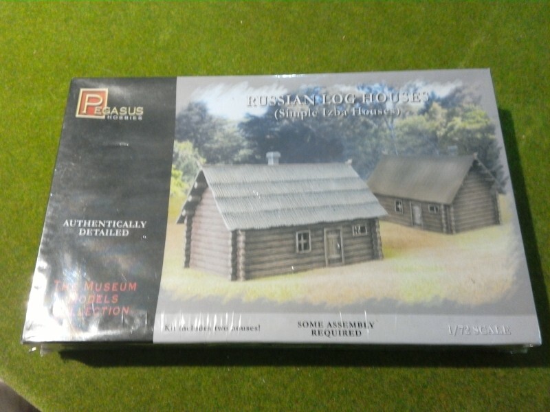 SALE 1/72 scale (20-25mm?) hard plastic Russian Log Houses (Izba) kits, x2