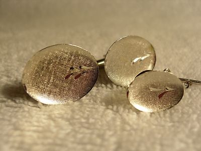 Vintage JML solid sterling silver cuff links & tie tac set - USA