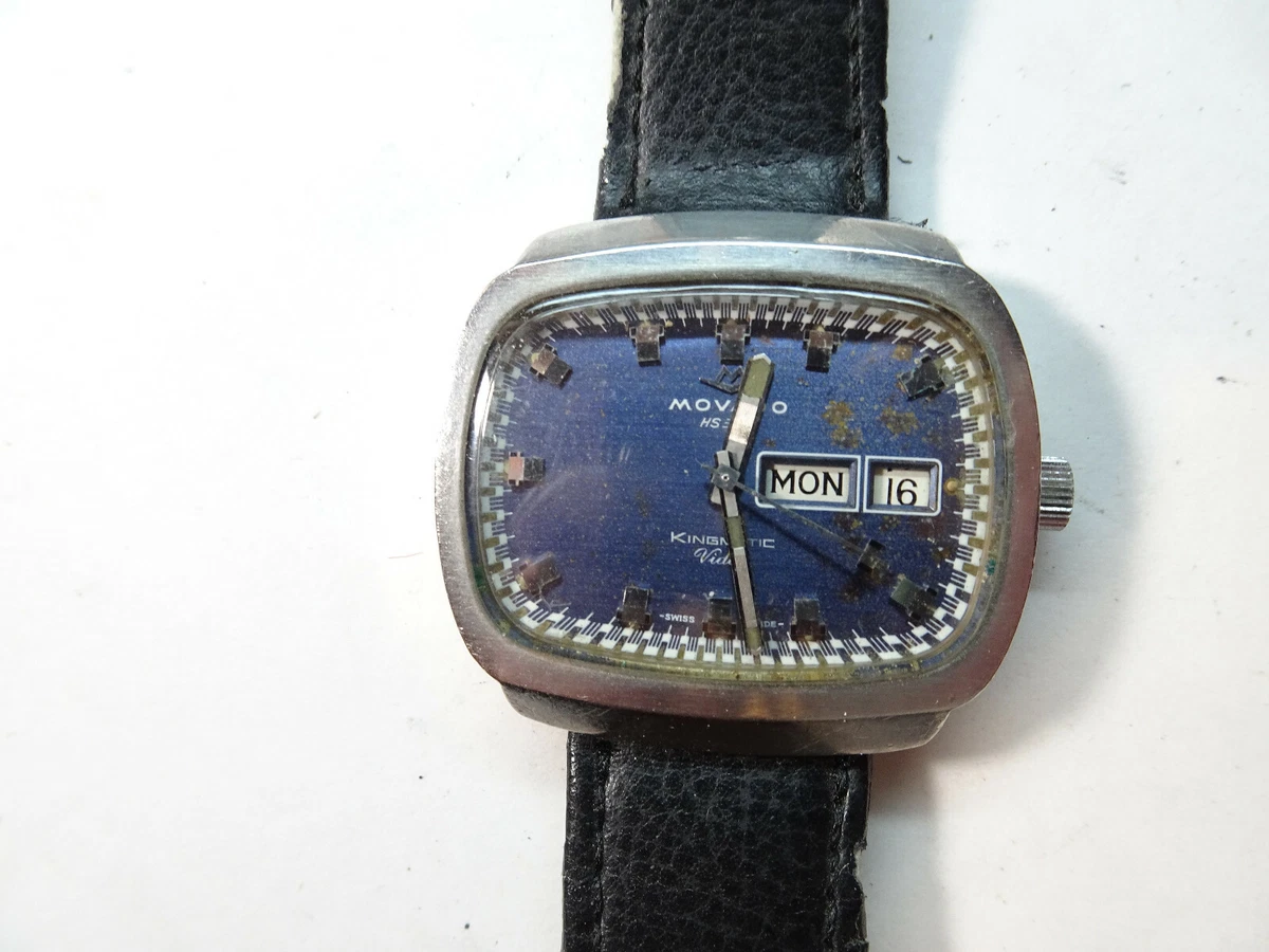 Movado HS360 Kingmatic Sub Sea Date Auto Blue Dial Watch Runs For Restoration