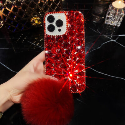 For iPhone 17 Pro Max 16 15 14 13 12 Luxury Full Rhinestone Diamond Case w/Strap