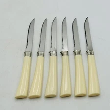 FORGECRAFT Steak Knives Stainless Steel Mirror Polished Ivory Color Set of 6