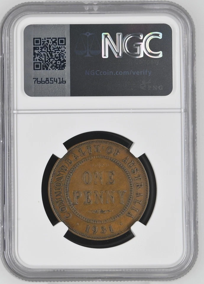 1931 AUSTRALIA 1 PENNY - NGC XF 45 BN, KEY DATE, FREE U.S./$12.50 WORLD SHIPPING - Image 2 of 2