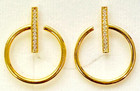 QVC Italian Silver 18K Yellow Gold Silver Open Circle White Topaz Hoop Earrings — photo 2