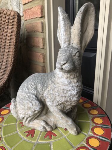 Vintage Cast Concrete Cement Stone Rabbit/Bunny Statue 14" Tall - Picture 7 of 8