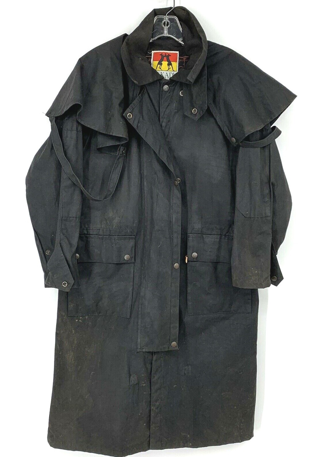 Kakadu Traders Australia Draper Long Coat Black Waxed… Gem