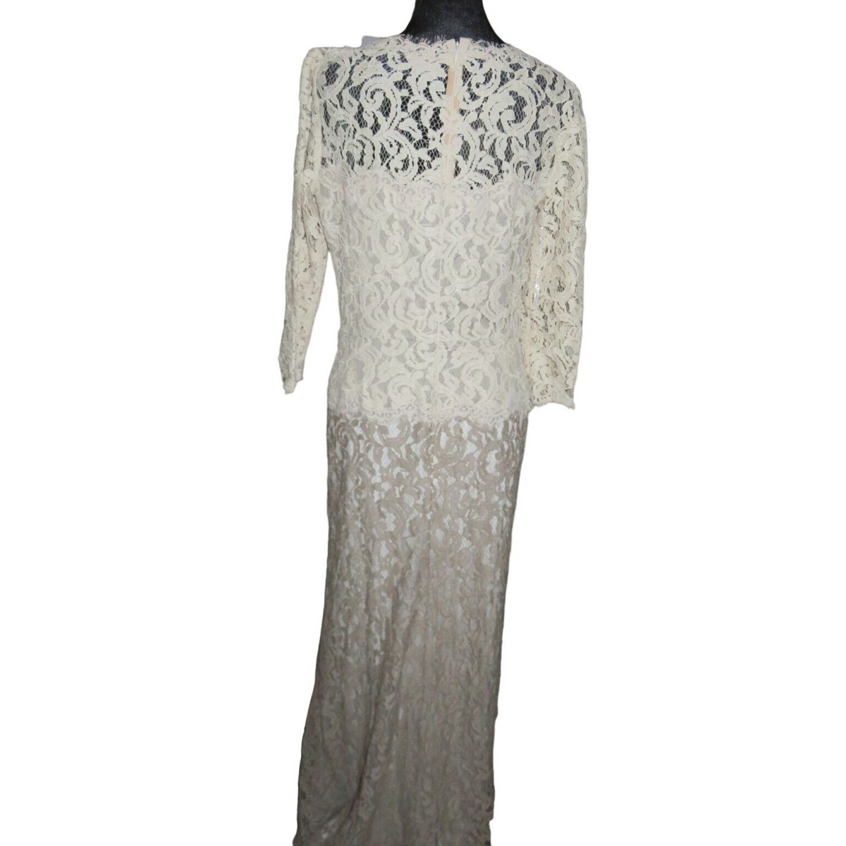 TADASHI Shoji Medallion Lace Two Ivory & Cream Mermaid Cut