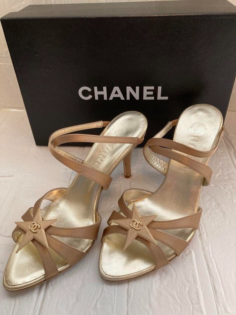 CHANEL COCO MARK Star Heel Sandals Mules Pumps Shoes Women CHANEL COCO MARK Star Heel Sandals Mules Pumps Shoes Women