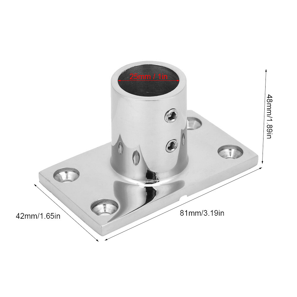 Stainless Steel 316 90 Degree Boat Handrail Fitting - 22mm Tube, Rectangular Marine Rail Fitting With Round Base - View #10