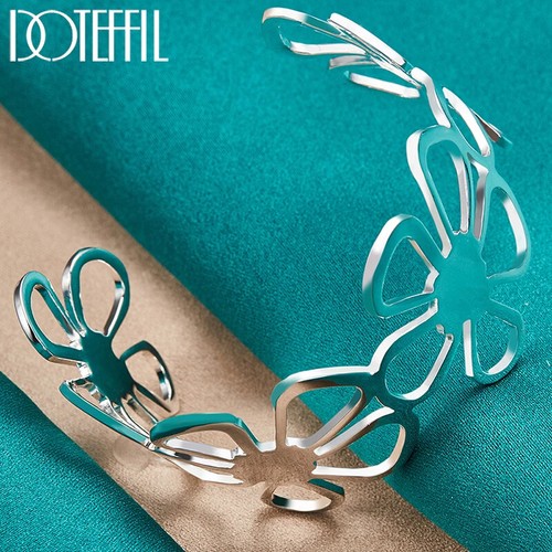 DOTEFFIL 925 Brazalete Flor Plata Esterlina Boda Moda Joyería - Imagen 6 de 6