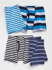 Gap Kids Boys Underwear Boxer Briefs Striped Blue Pack 4 Size XS 4-5 Years New