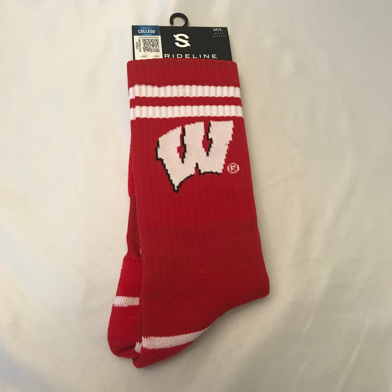 Strideline Crew Socks Wisconsin Badgers Red Size M/L M8-12 W9.5-13.5 NEW-image