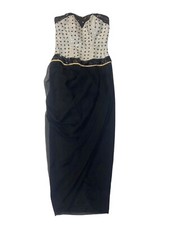 Victor Costa Black White Sequin Bodice Formal Cocktail Gown Vtg Fits Womens Sz 6