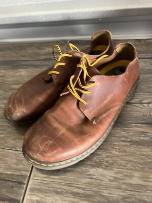 Dr Martens Elsfield Air Wair brown pebbled leather shoes, size