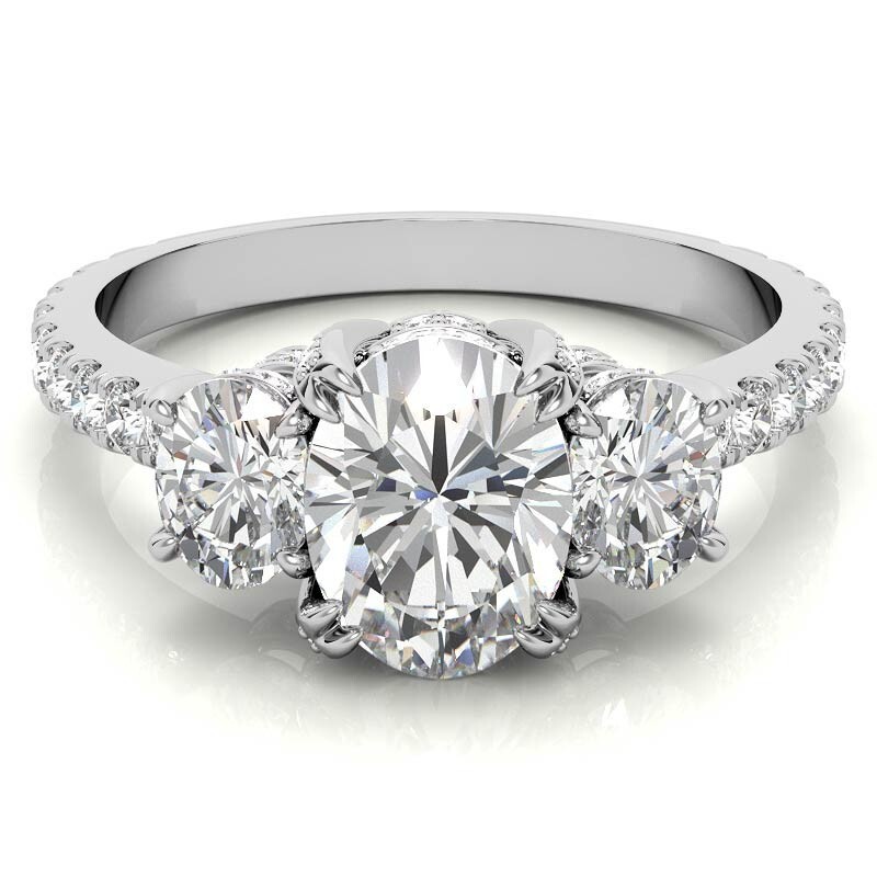 Engagement Ring Moissanite Band Set Round Cut 14k White Gold 2.66 Carat-image