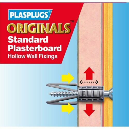 50 x Plasplug Plasterboard Wall Plugs To Suit Hollow / Cavity / Stud Walls - Picture 2 of 3