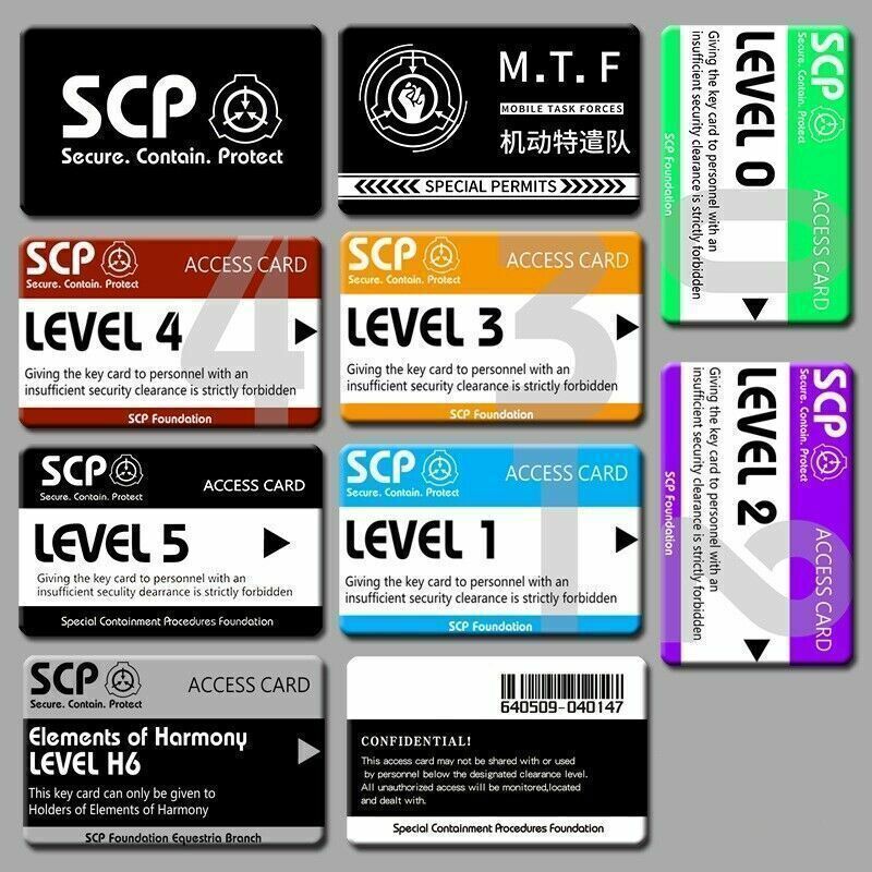 SCP Foundation Tags hard pvc work access card set scp-1