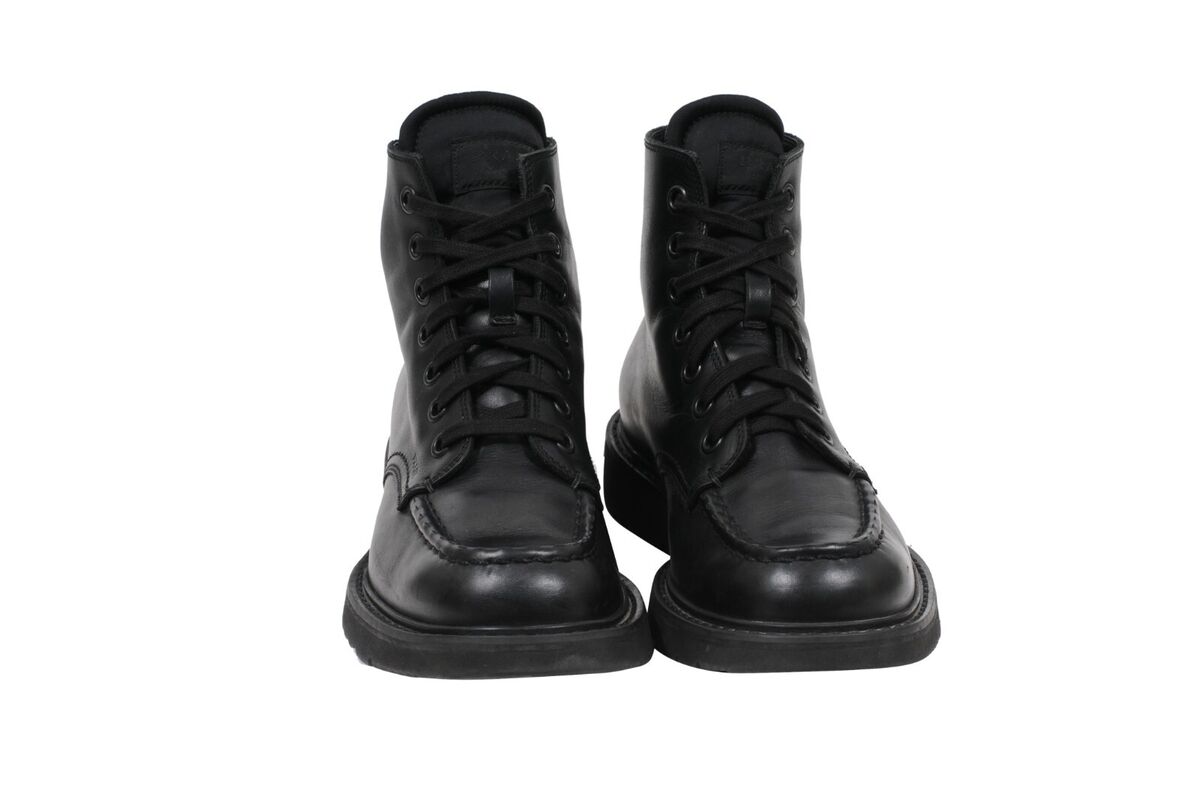 Prada Men Combat Half Ankle Boots US8.5 UK 7.5 Black Leather Prada Men Combat Half Ankle Boots US8.5 UK 7.5 Black Leather