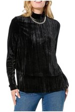 DG2 by Diane Gilman Women's Crushed Velvet Easy Top Black