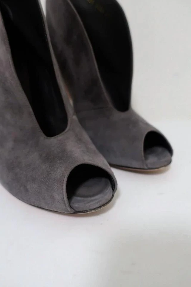 Botines Gianvito Rossi Vamp Gris Gamuza Talla 39.5 Peep Toe Foto 3 de 4