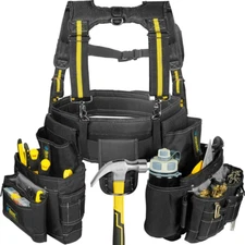 Carpenter Electrician Tool Belt with Suspenders Y-Style 5 Combo Apron Tool Pouch