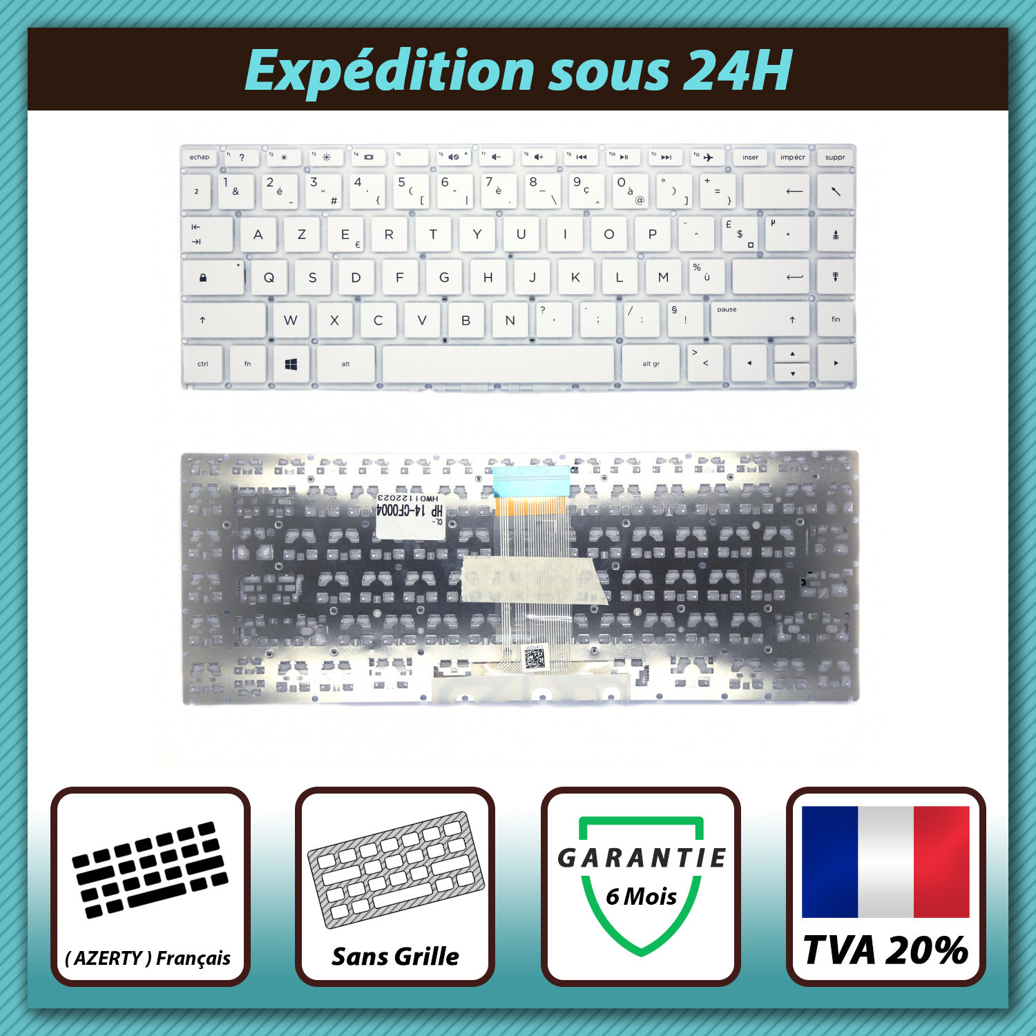 Clavier AZERTY pour HP L15608-001 résolvant les pannes de saisie sur PC