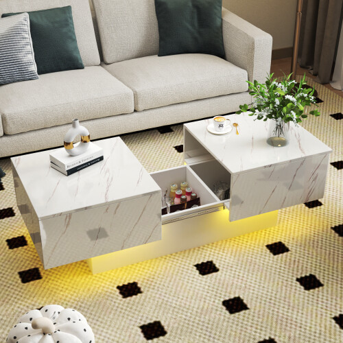 Coffee Table With Sliding Tabletop Center Table With Hidden Storage Compartment - Picture 2 of 11