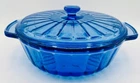 Vtg Anchor Hocking Unique Ribbed Green Round 2QT Covered Casserole Baking Dish