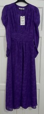 ABITO JACQUARD LUNGO EFFETTO FASCIA ZARA AW20 VIOLA DRAPPEGGIATO TAGLIA XS NUOVO CON ETICHETTE